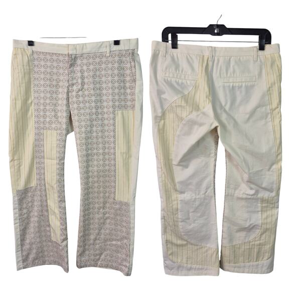 Custo Barcelona Cream Gold Yellow Patchwork Vintage Pants Trousers 8 US 32 - Picture 1 of 2
